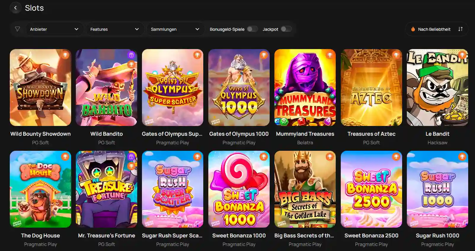 Flagman Casino Slot-Bibliothek mit Gates of Olympus, Sweet Bonanza und weiteren Spielautomaten